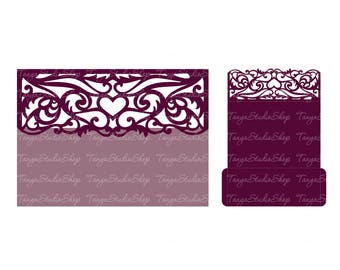 Plantilla de sobre - SVG, DXF, ai, CRD, eps - Corte de papel láser - Silhouette Cameo- Cricut - Descarga instantánea 134