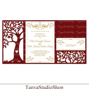 Matrimonio modello dell'invito - SVG, DXF, ai, CRD, eps - carta Laser Cut - Silhouette Cameo - Cricut - Instant Download 212