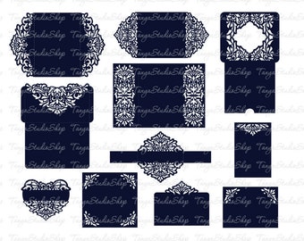 招待状ビッグセット - SVG、ai、CRD、eps - 招待状、RSVP、テンプレート - レーザーカット - Cameo - Cricut - 064