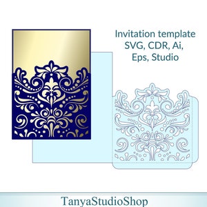 5x7&#39;&#39; Pocket invitation template - SVG, ai, CRD, eps &gt; Cut file &gt;Laser Cut Template &gt; Cricut &gt; Silhouette &gt; ScanNcut &gt; Instant Download 008