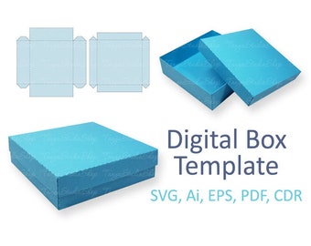 Square Box Template - SVG, ai, CRD, eps, pdf - Laser Cut Template - Cricut - Silhouette - ScanNcut - Instant Download 018