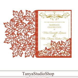 Faire-part de mariage-SVG, DXF, ai, CRD, EPS-automne-laser Paper Cut-silhouette Cameo-Cricut-téléchargement immédiat 214