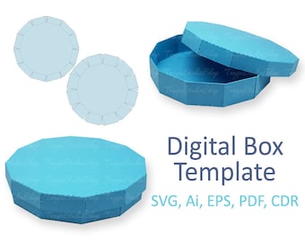 Dodecagon Box Template - SVG, ai, CRD, eps, pdf - Laser Cut Template - Cricut - Silhouette - ScanNcut - Instant Download 022