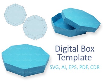 Octagon Box Template - SVG, ai, CRD, eps, pdf - Laser Cut Template - Cricut - Silhouette - ScanNcut - Instant Download 021