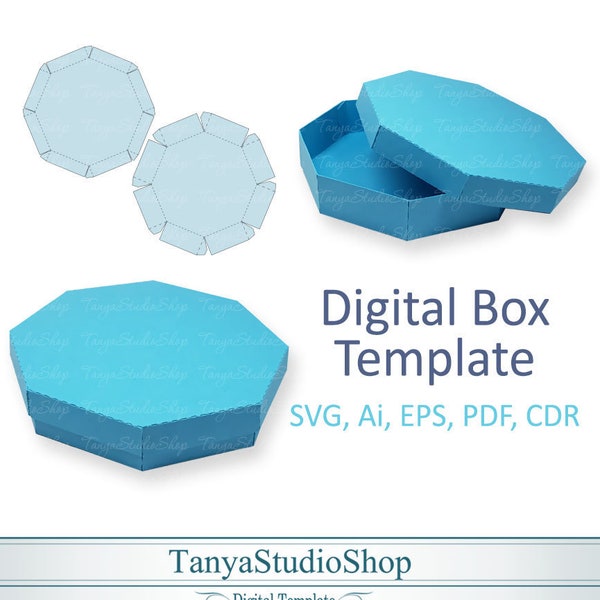 Octagon Box Template - SVG, ai, CRD, eps, pdf - Laser Cut Template - Cricut - Silhouette - ScanNcut - Instant Download 021