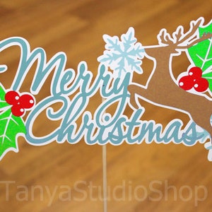 Christmas Cake Topper - SVG, DXF, ai, CRD, eps, Studio3 - Overlays Vector - Laser Paper Cut - Silhouette Cameo - Instant Download