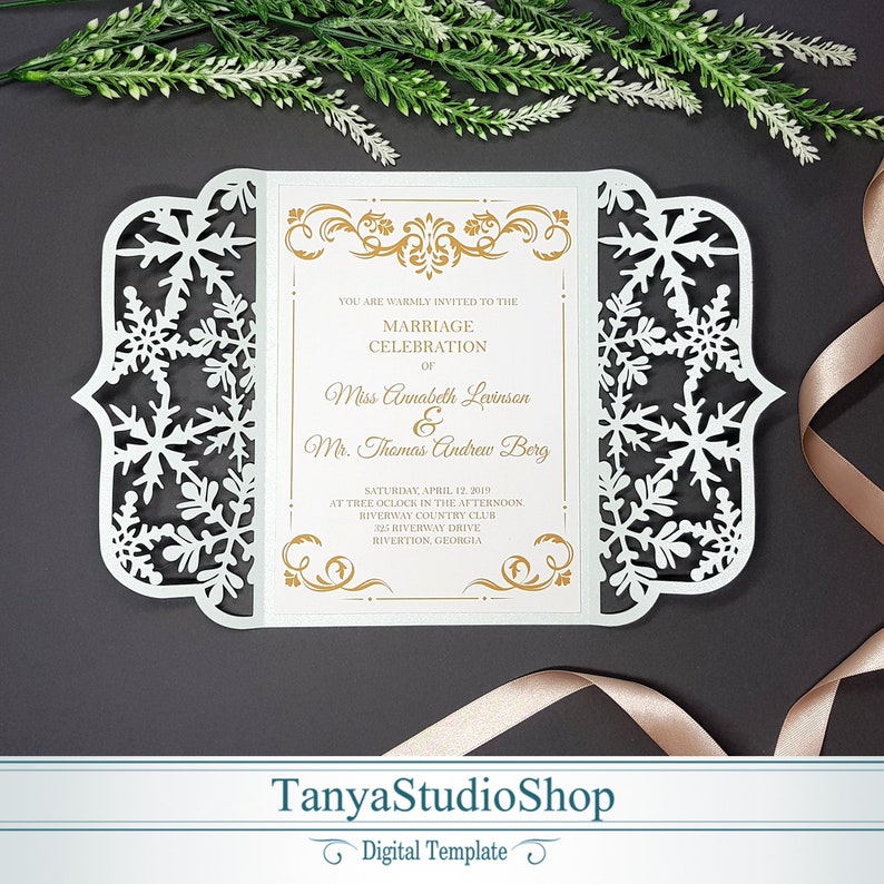 Gate-fold 5x7'' invitation template SVG, ai, CRD, eps, pdf Laser Cut Template Cricut Silhouette ScanNcut Instant Download 305 image 1