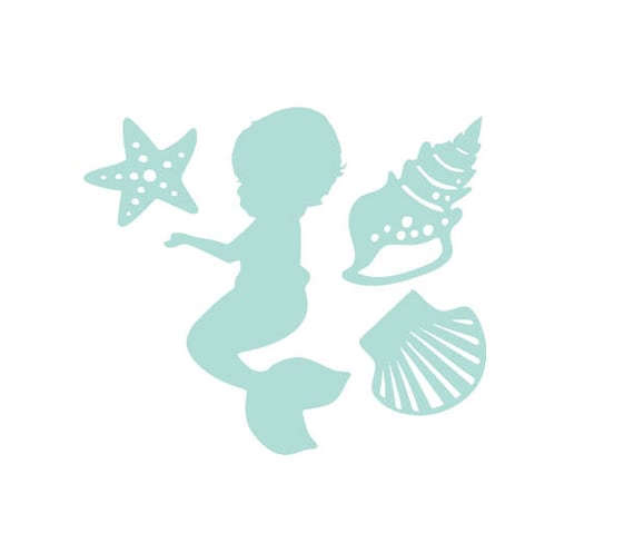 Download Baby Mermaid Svg Dxf Ai Crd Eps Commercial Use Laser Etsy