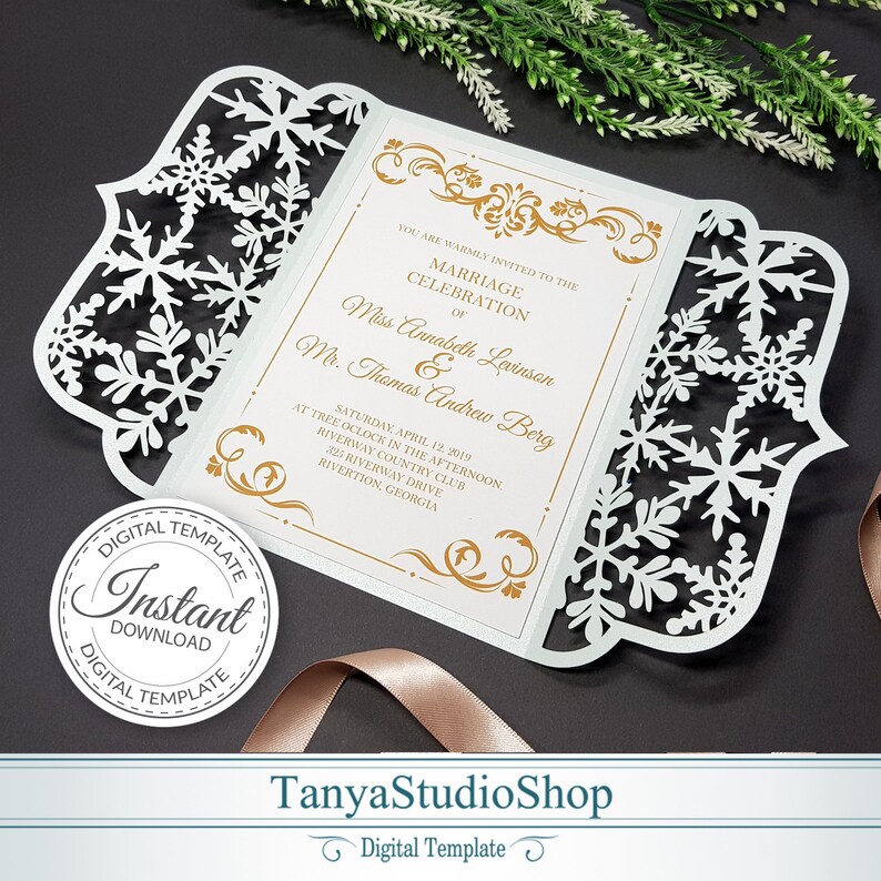 Gate-fold 5x7'' invitation template SVG, ai, CRD, eps, pdf Laser Cut Template Cricut Silhouette ScanNcut Instant Download 305 image 3