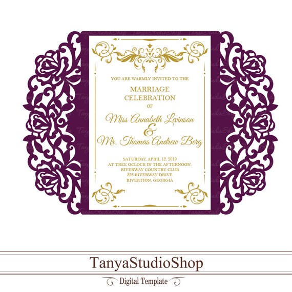 Gate Fold Invitation Template Svg Dxf Ai Crd Eps Laser Etsy