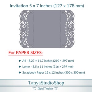 Gate-fold 5x7'' invitation template SVG, ai, CRD, eps, pdf Laser Cut Template Cricut Silhouette ScanNcut Instant Download 340 image 2