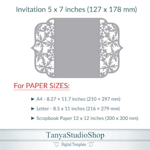 Gate-fold 5x7'' invitation template SVG, ai, CRD, eps, pdf Laser Cut Template Cricut Silhouette ScanNcut Instant Download 305 image 2