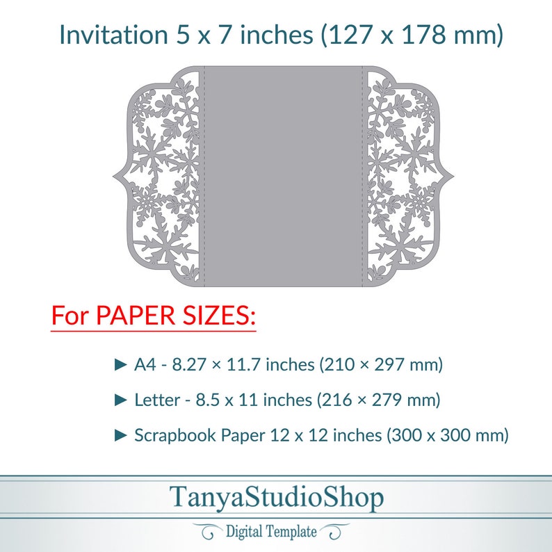 Gate-fold 5x7'' invitation template SVG, ai, CRD, eps, pdf Laser Cut Template Cricut Silhouette ScanNcut Instant Download 305 image 2