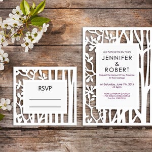 Hochzeit Einladung - SVG, Ai, KRS, Eps - Einladung Vorlage - Cut Laser - Silhouette Cameo - Cricut - sofortiger Download - 056