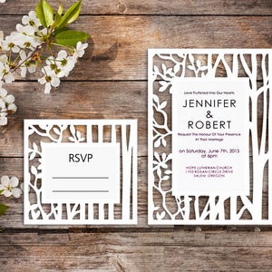 Wedding invitation - SVG, ai, CRD, eps - Invitation template - Laser Cut - Silhouette Cameo - Cricut - Instant Download - 056