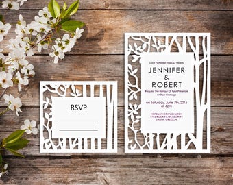 Wedding invitation - SVG, ai, CRD, eps - Invitation template - Laser Cut - Silhouette Cameo - Cricut - Instant Download - 056