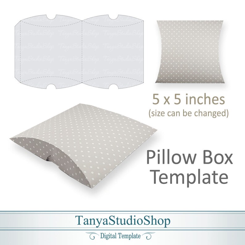 Pillow Box Template SVG, ai, CRD, eps, pdf Laser Cut Template Cricut Silhouette ScanNcut Instant Download 001 image 1