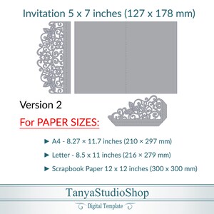 Tri-fold 5x7'' invitation template SVG, ai, CRD, eps, pdf Laser Cut Template Cricut Silhouette ScanNcut Instant Download 351 image 3