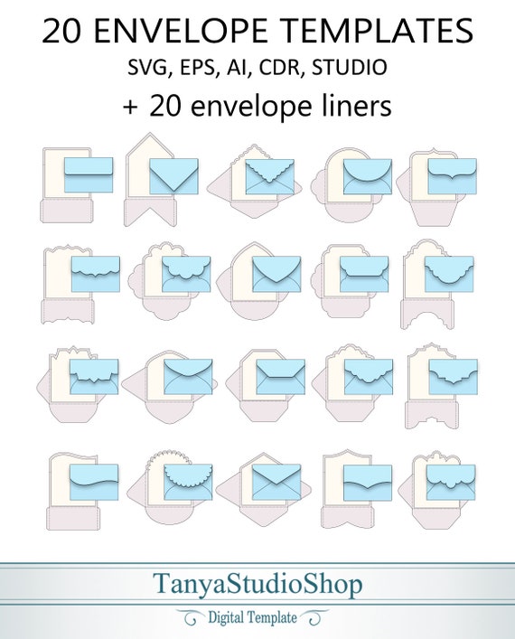 Download Set Of 20 A7 Envelope Templates 5 25 X 7 25 For 5x7 Etsy