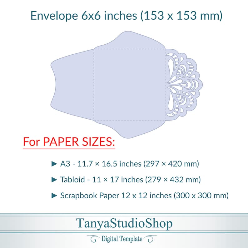 6x6'' Envelope Template SVG Ai CRD Eps Pdf Etsy