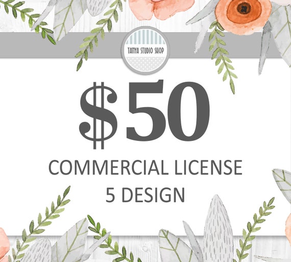 COMMERCIAL LICENSE For 5 Digital Product Design For One Etsy