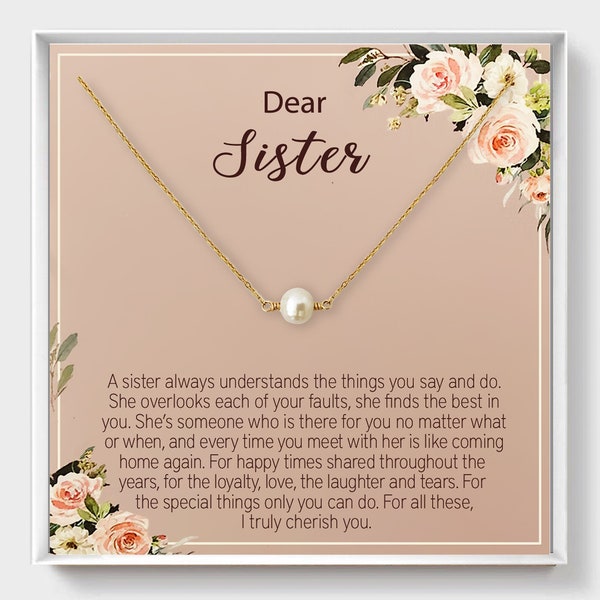 Gift For Sister, Ivory Freshwater Pearl Necklace, Big Sis, Little Sister, Personalized Gift, Bridesmaid Gift, Gift For Mom, Choker, Simple