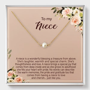 Niece Gift, Real Pearl Necklace, Single Pearl, Solitaire Pearl Jewelry, Wedding Gift from Aunt, Birthday, Aunt and Niece, From Family