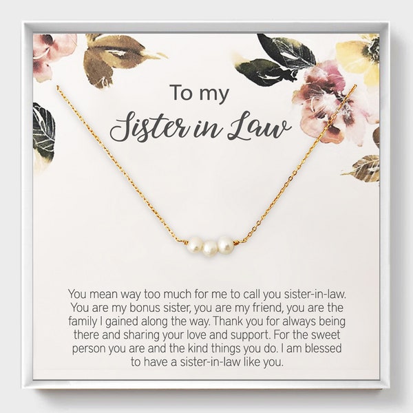 Sister In Law Necklace, Gift For Sister Birthday, Expecting Mom, Best Friend, Freshwater Pearl, Sterling Silver, Graduation Gift, Bride