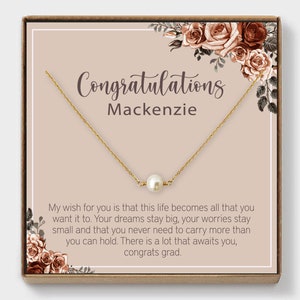Cadeau de remise des diplômes pour nièce, véritable collier de perles, remise des diplômes 2021, cadeau ami diplômé, cadeau collier de remise des diplômes, citations, perle d'eau douce