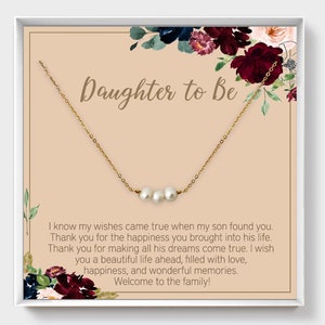 Daughter In Law Wedding Gift, Dainty Freshwater Pearl, Daughter-In-Law, Three Pearl Necklace, Wedding Jewelry, Christmas Present Ideas