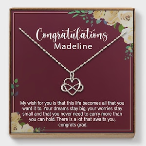 Gift For Grad, Infinity Sterling Silver Heart Necklace, Jewelry Gift For College, High School Senior, College Graduation,Congratulation Gift