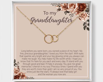 Granddaughter Necklace, Interlocking Gold Circle, Gift From Grandmother, Birthday Gift, Layering, Delicate, Meaningful, Graduation, Wedding