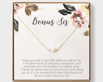 Bonus Sister Necklace, Ivory Freshwater Pearl Necklace, Other Sister, Second Sis, Soul Sister, Unbioligical Sister, Choker, Elegant Necklace