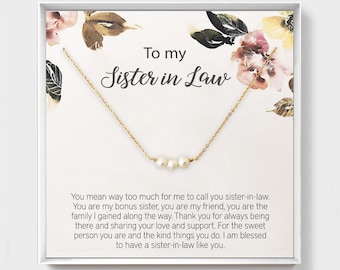 Sister In Law Necklace, Gift For Sister Birthday, Expecting Mom, Best Friend, Freshwater Pearl, Sterling Silver, Graduation Gift, Bride