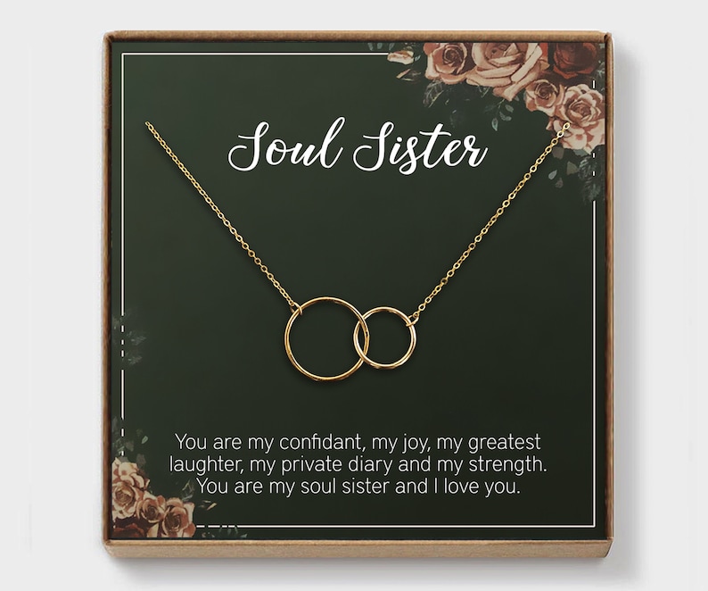 Best Friend Step sister gift Bestie Sister in Law Unbiological sister Card thank you interlocking circle necklace