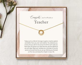Regalo de graduación de maestro, para mujeres, regalo de graduación universitaria, maestro nuevo, futuro maestro, profesor, para hija, amiga, collar circular