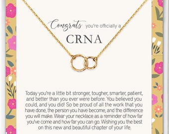 Crna gift, certified registered nurse anesthetist, graduation, college grad gift, new grad infinity necklace, interlocking circle