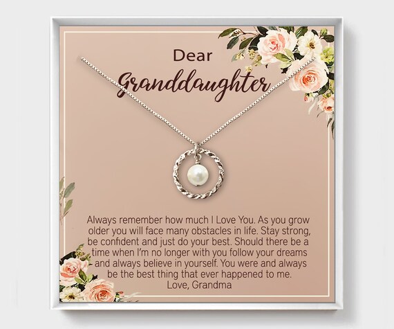 Granddaughter Necklace From Grandparents White Swarvoski Pearl