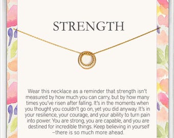 Strength necklace, encouragement gift, affirmation necklace, mental health, inspirational jewelry, inspirational quote, confidence
