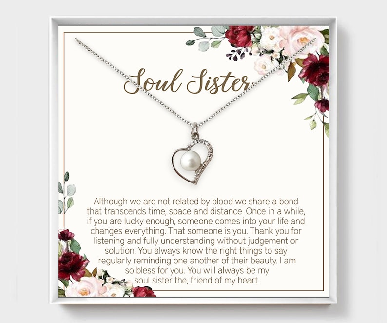 Gift For Best Friend Friendship Jewelry Heart Necklace CZ Soul Sister Gift Birthday Gift Sister Necklace Cubic Zirconia Gift For Her