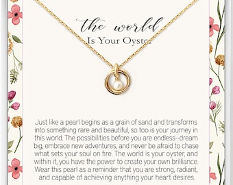 The world is your oyster, graduation gift for daughter, pearl necklace, college gift, high school, for niece, jewelry, senior gift ideas