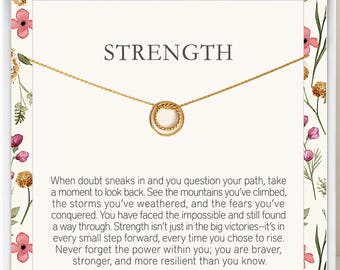 Strength necklace, encouragement gift, affirmation necklace, mental health, inspirational jewelry, inspirational quote, confidence