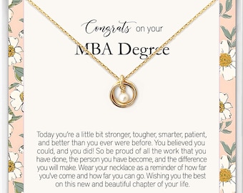 Regalo de graduación de maestría en administración de empresas, graduación universitaria, círculo entrelazado infinito, oro, plata esterlina