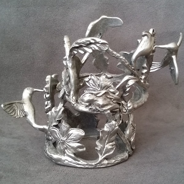 Vintage mok houders, Pewter Shot Glashouder, Seagull Pewter Canada Tea Glas houders, Mug Cup Metalen Houder, Kolibries Design