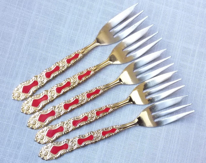 24 K Gold Dessert Forks Set of 5 Dessert Forks Japan Gold Etsy