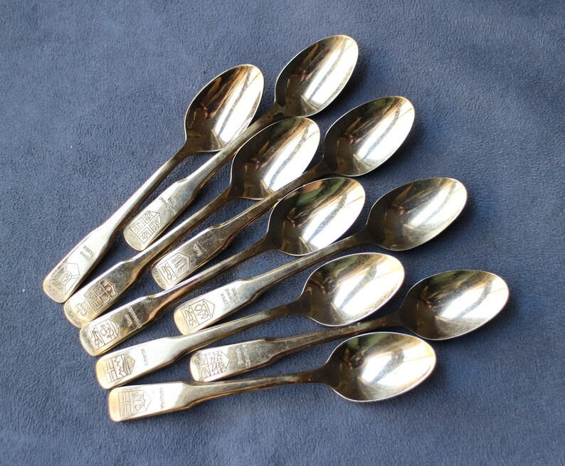 Canadian Provinces Spoon Set of 9 Gold Plated Spoons Vintage Etsy