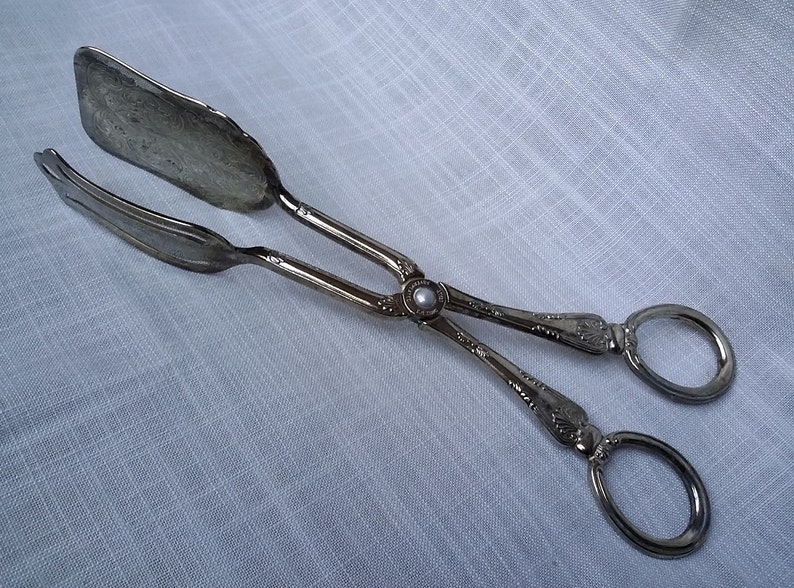 Vintage Italian Etched Pastry Tongs Silver Plate Cake Serving Etsy