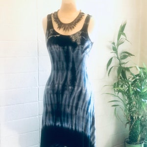 Indigo Tye Dye Maxi dress / Soprano / asymmetrical / glam image 2