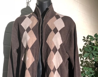 Perry Ellis Argyle Cardigan Cotton zipper down