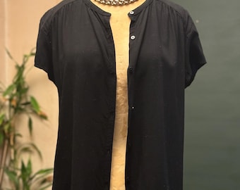Cap Sleeve Blouse Gap 90s black button down